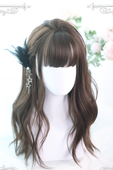 ブラウンビッグウェーブのかかったロングカーリーヘアクラシックロリータウィッグ